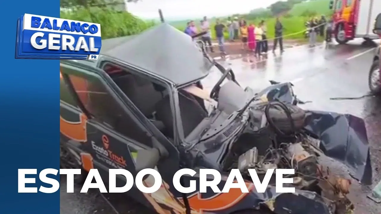 Batida entre carro e caminhão deixa uma pessoa em estado grave; vítima ficou presa às ferragens