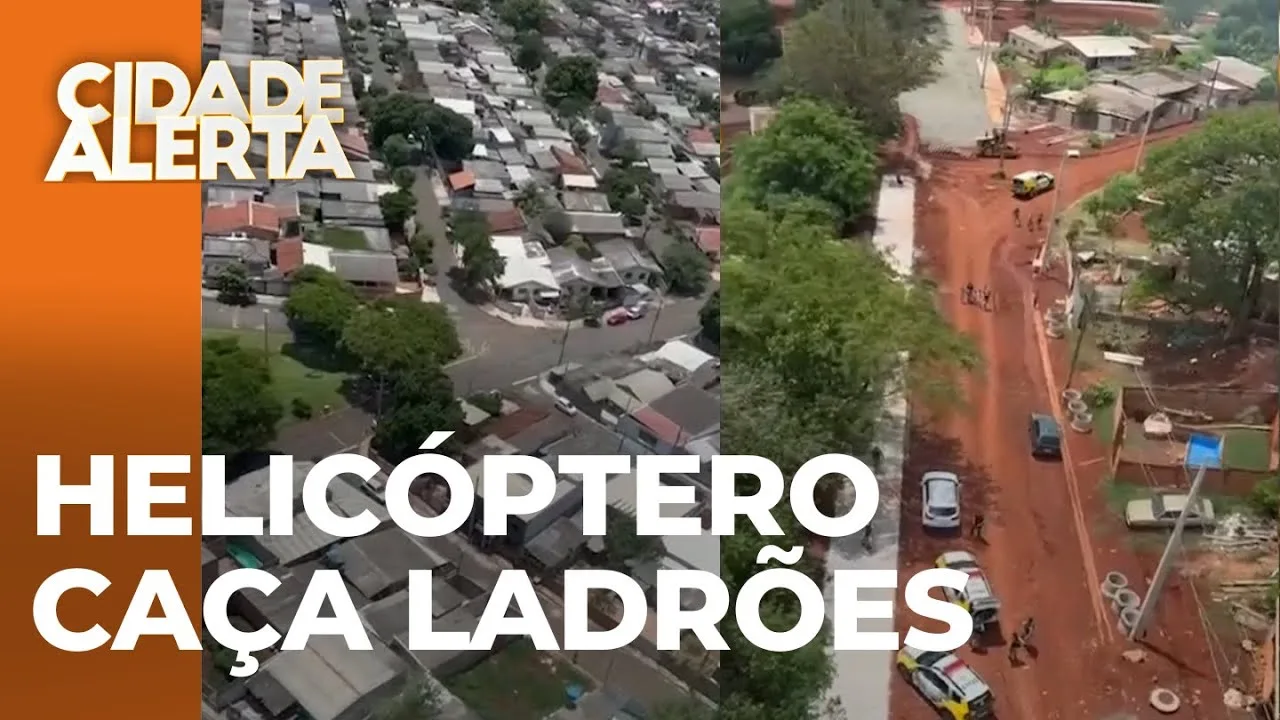 Helicóptero da PM na caça a ladrões de carro na zona norte