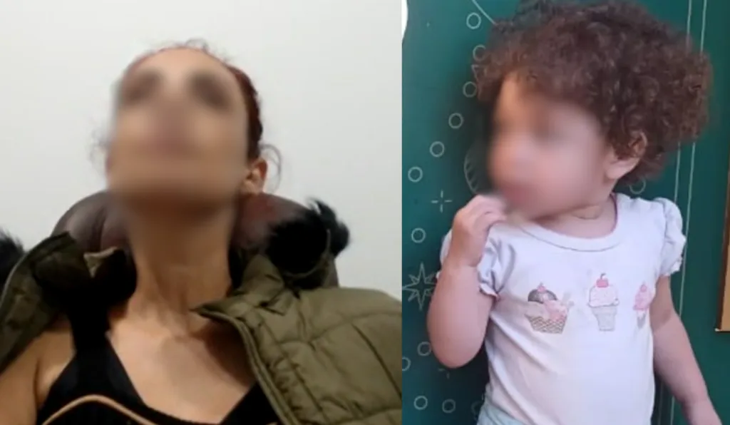 montagem de Leandra, acusada de raptar Eloah, e da menina Eloah Pietra