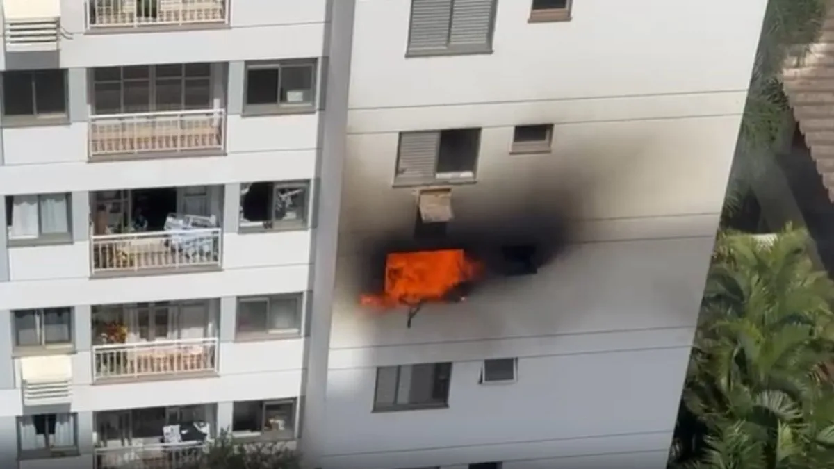 Incêndio deixa apartamento totalmente destruído em Londrina; veja vídeo