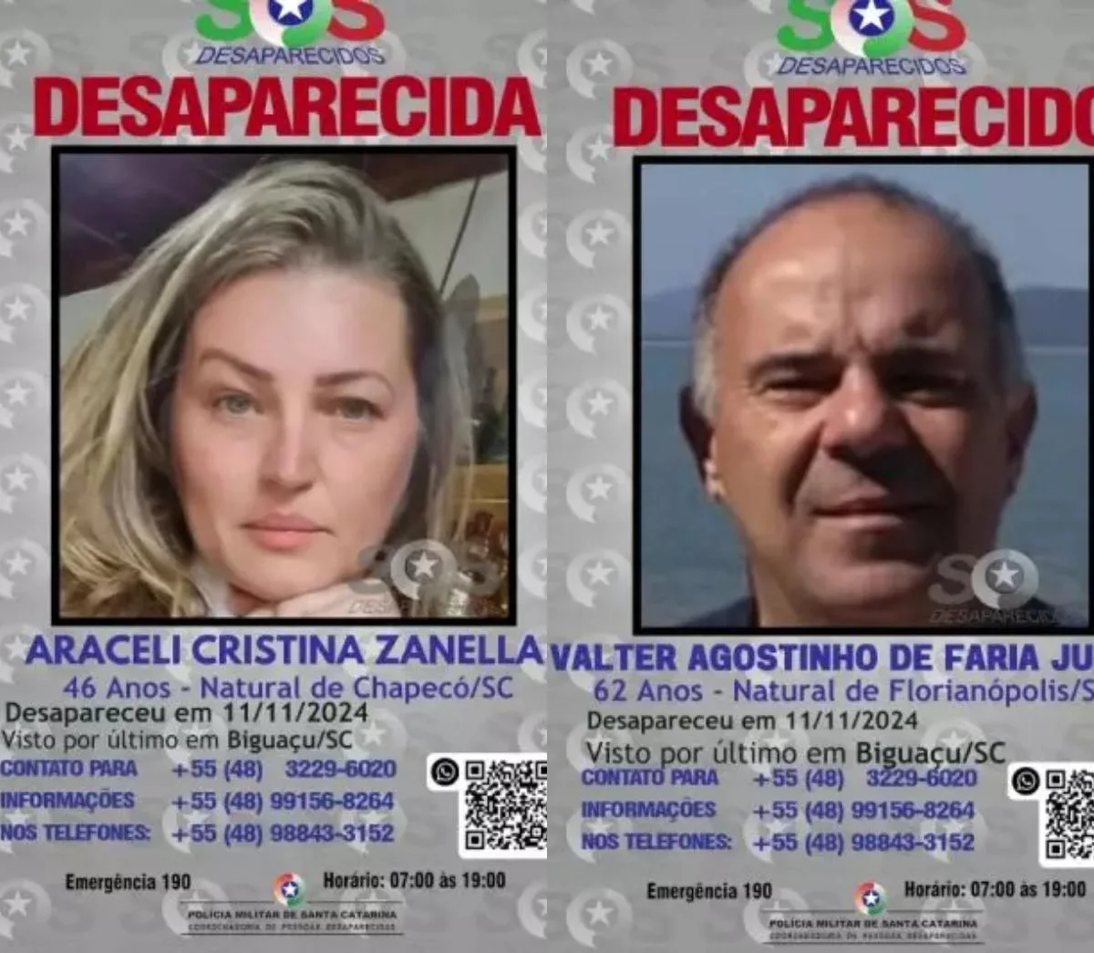 Casal desaparece de forma misteriosa em SC e família pede ajuda: "Uma angústia"