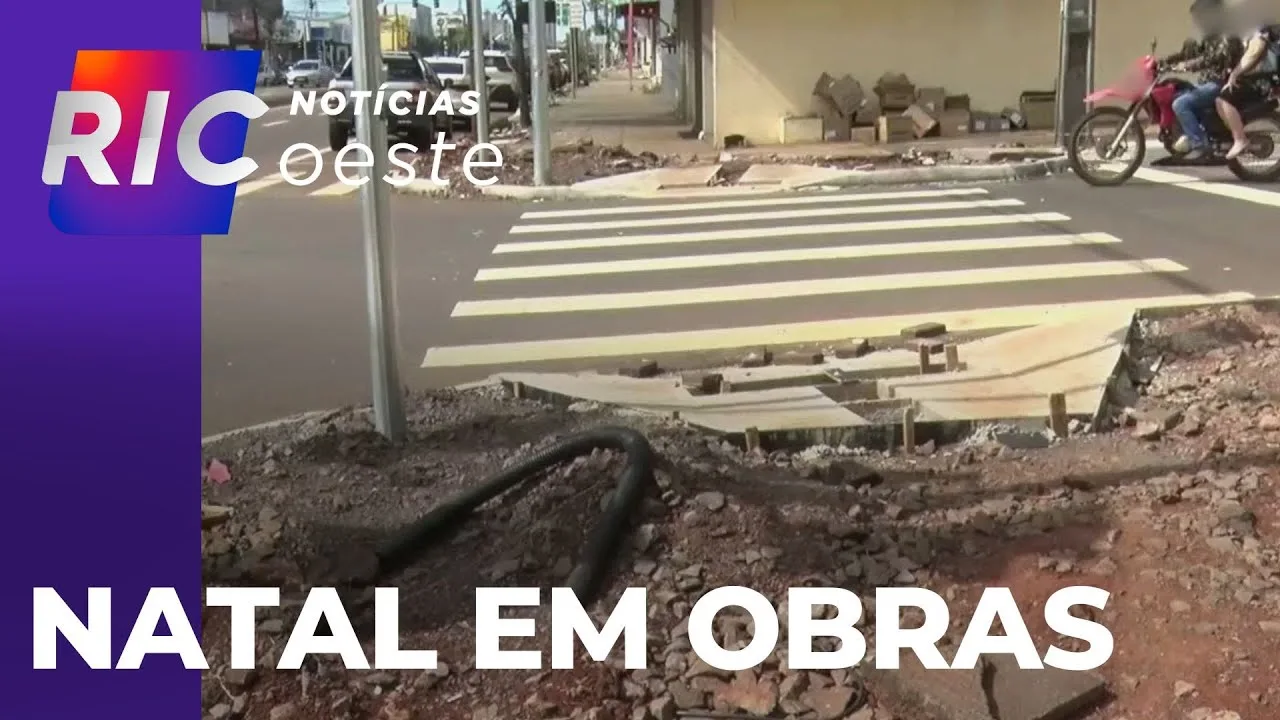 Natal sem calçadas: obras na avenida Carlos Gomes, em Cascavel, ainda não terminaram