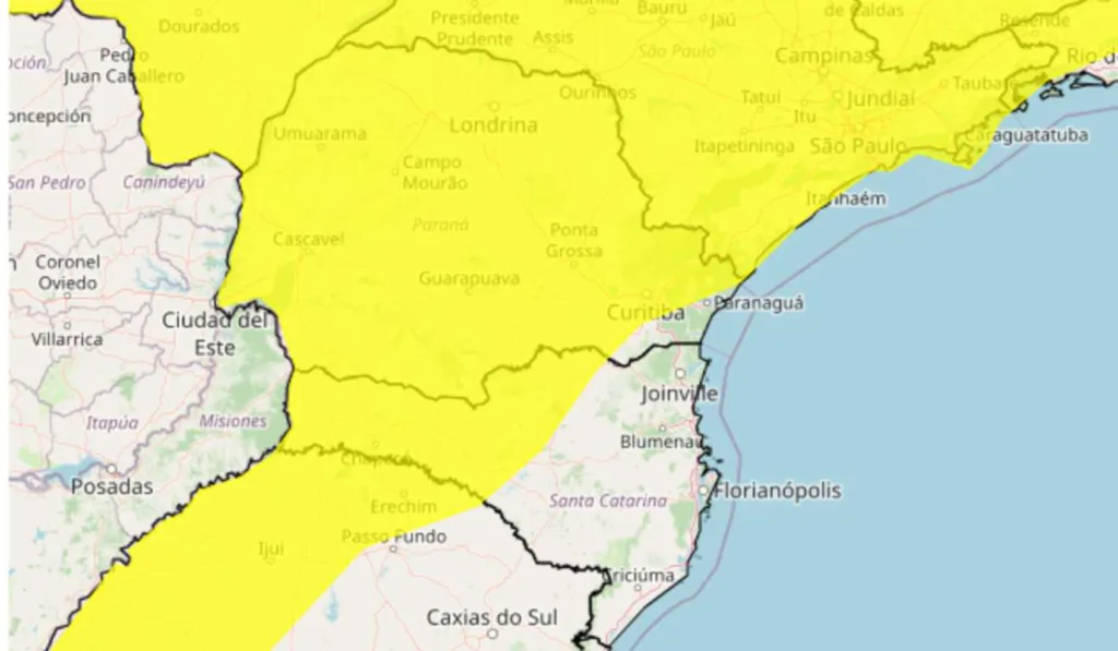 Regiões do Paraná estão em alerta para tempestades e ventanias