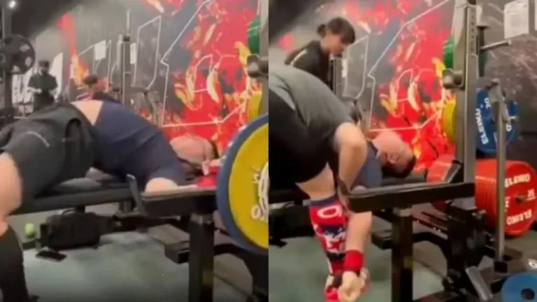 Homem levantando barra de supino