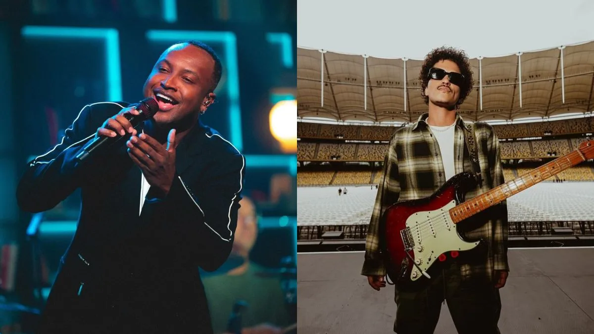 Montagem com foto dos artistas