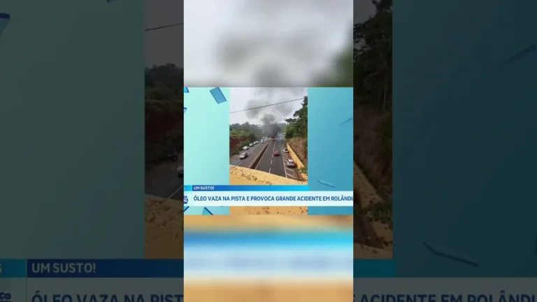 Óleo vaza na pista e provoca grande acidente em Rolândia