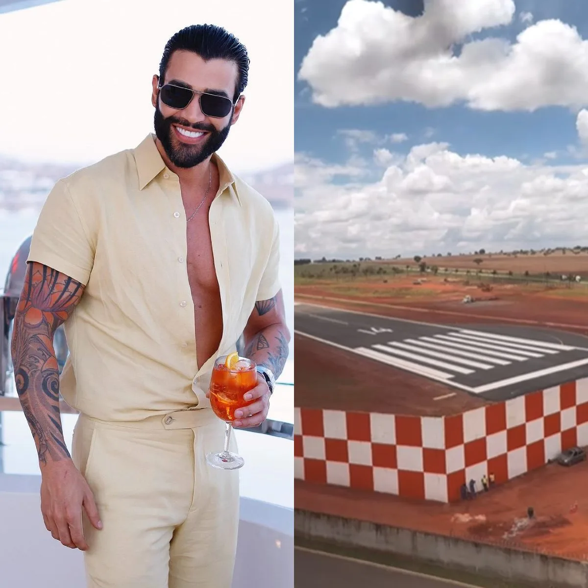 Gusttavo Lima inaugura pista de pouso no quintal de casa; vídeo