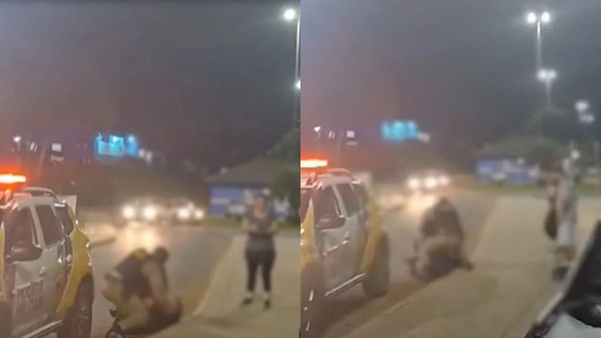 Policial Militar do Paraná agredindo jovem durante abordagem