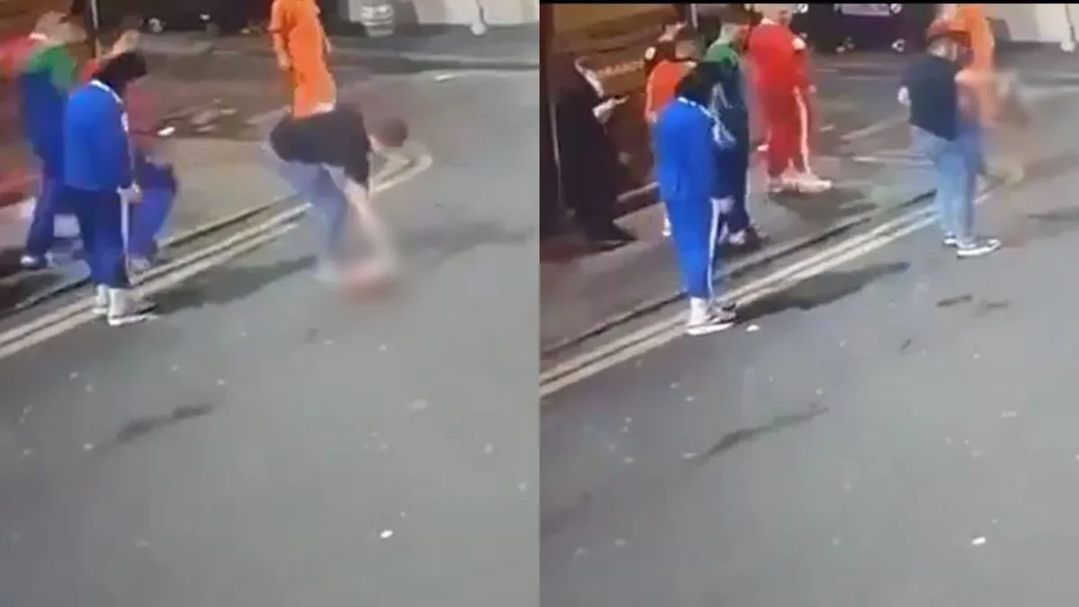 O momento em que as pessoas encontram a cabeça foi registrado por câmeras de segurança