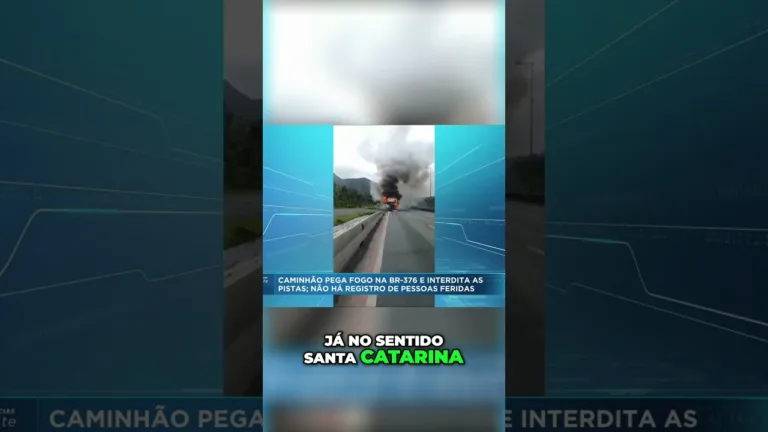 Caminhão pega fogo após acidente na BR-376 e deixa as pistas interditadas