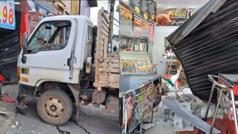 A carreta atingiu outro veículo antes de bater contra o pedestre