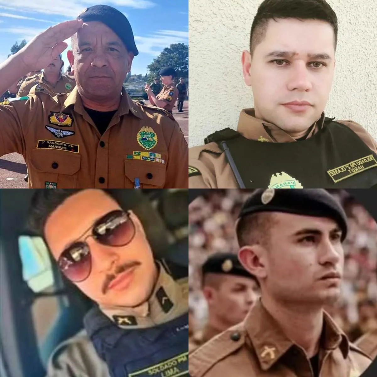 Luis Fernando, Marcelo Marques, Helivelton Hardt e Mattheus Albach eram lotados no 26° BPM de Telêmaco Borba