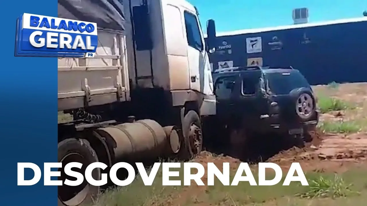 Carreta desgovernada invade posto de combustível e arrasta carros em Loanda; uma mulher ficou ferida