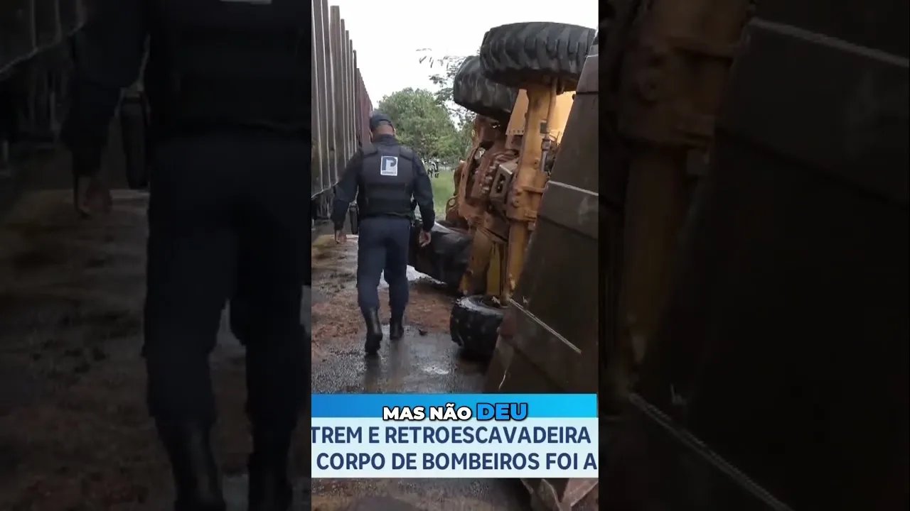 Acidente entre trem e retroescavadeira ocorreu em Mandaguari; corpo de bombeiros foi acionado