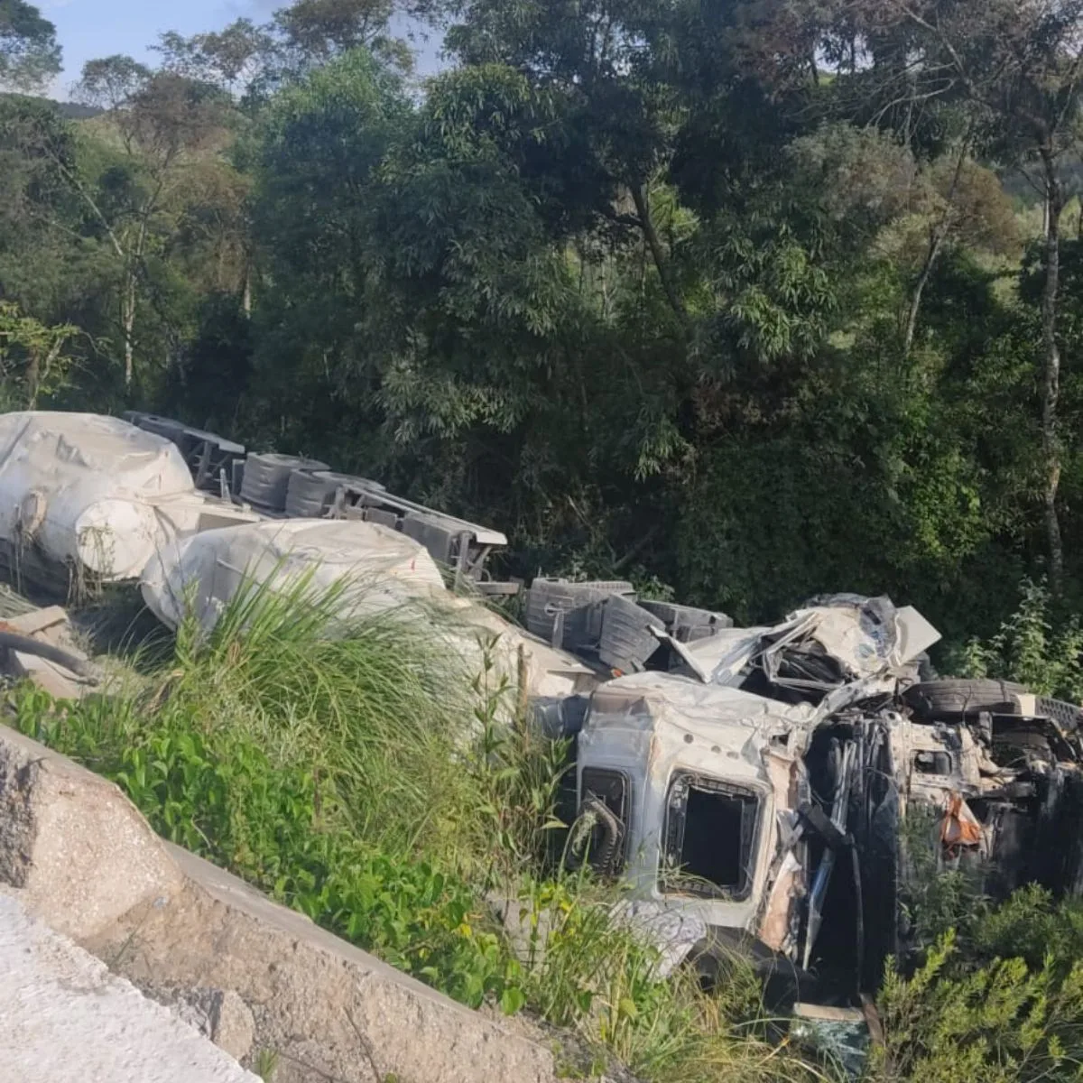 Homem fica ferido após tombar caminhão na BR-476 no Paraná