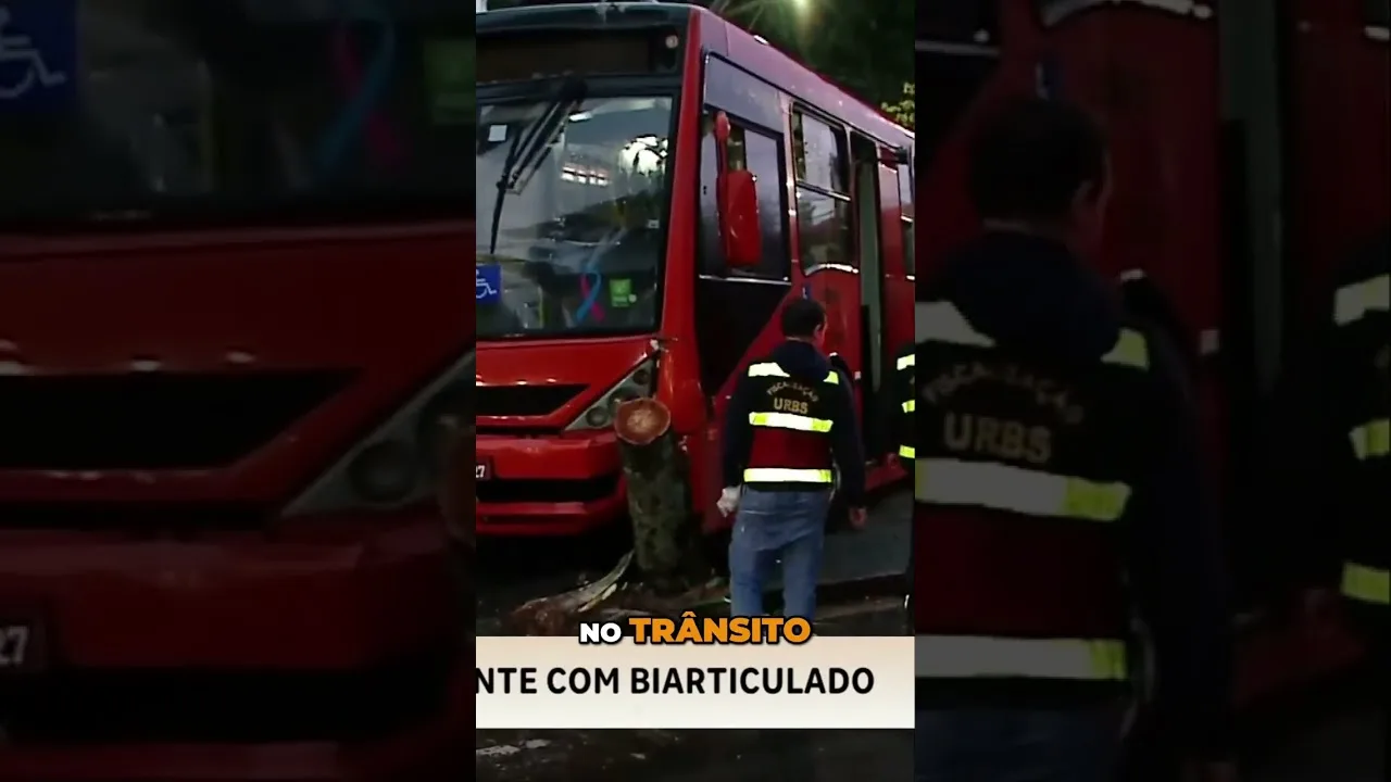 Acidente: Biarticulado bate em árvore e deixa uma pessoa ferida