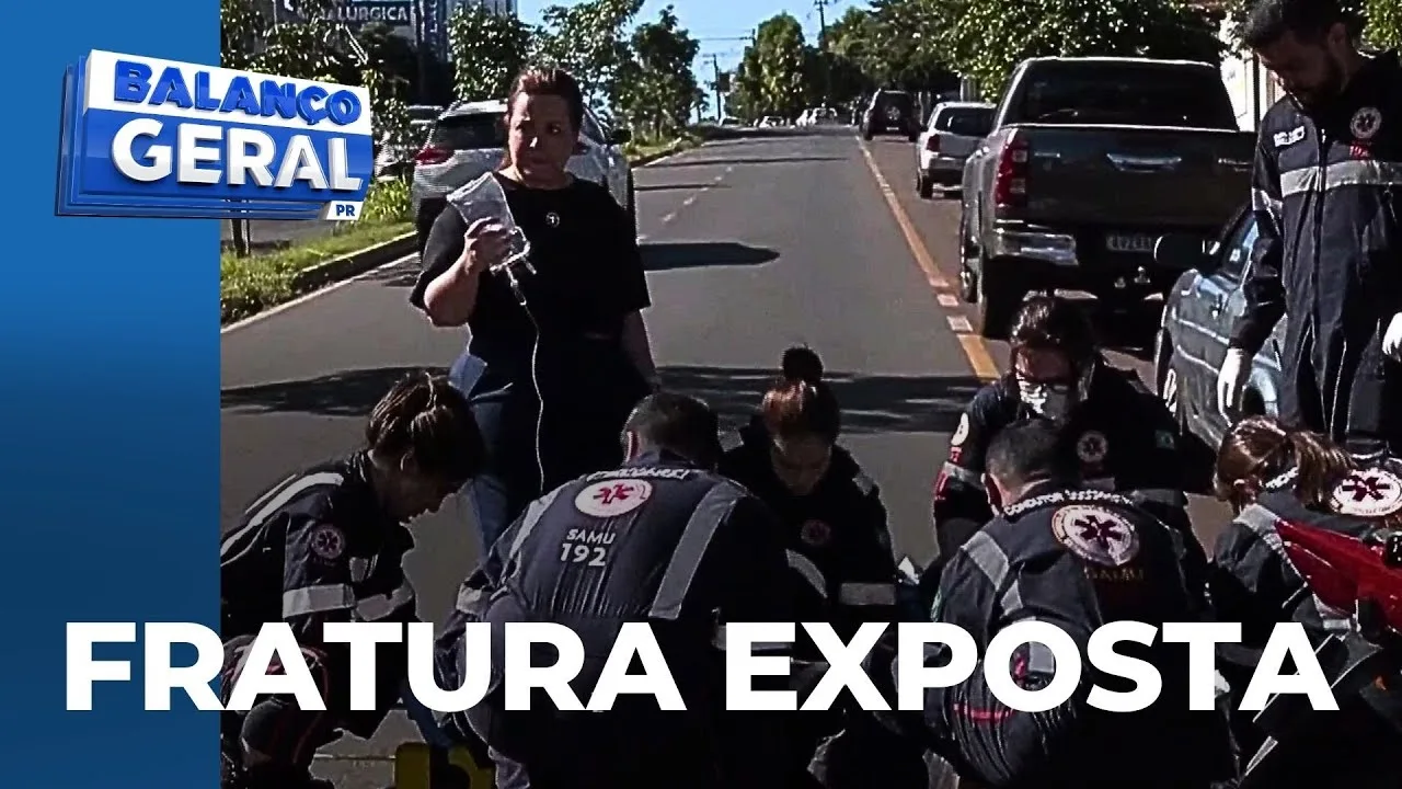 Acidente de trânsito: homem de 53 anos sofre fratura exposta ao cair de moto em Maringá