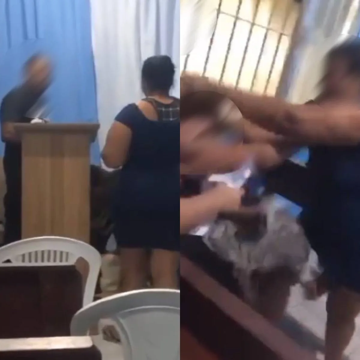 Esposa de pastor revela traição em culto religioso e briga com suposta amante