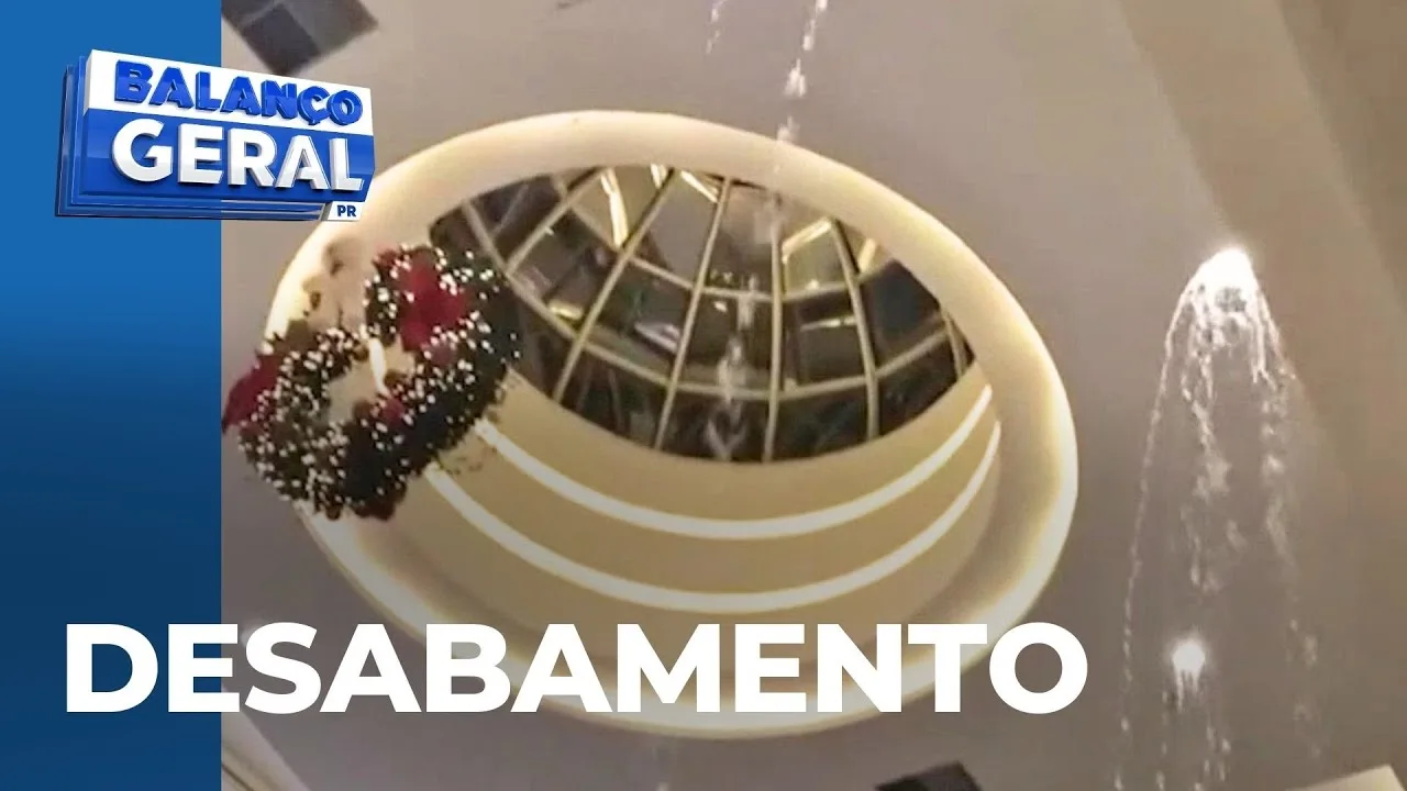 Tempestade em Curitiba: teto de gesso não resiste ao temporal e desaba em shopping