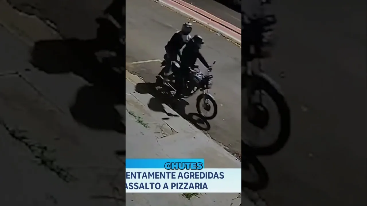 Câmera registrou o momento em que funcionárias foram agredidas durante assalto a pizzaria
