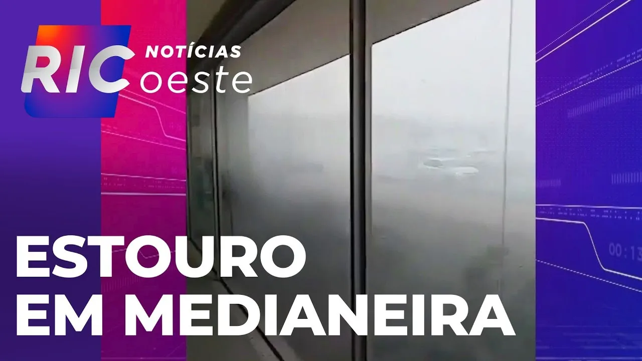 Pânico em Medianeira: vidraça estoura no momento da chuva; vídeo mostra a tempestade