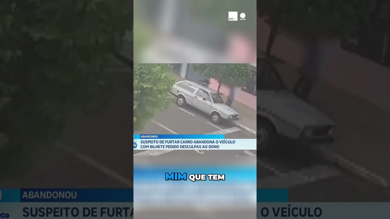 Suspeito, de furtar carro, abandona o veículo com bilhete pedindo desculpas ao dono