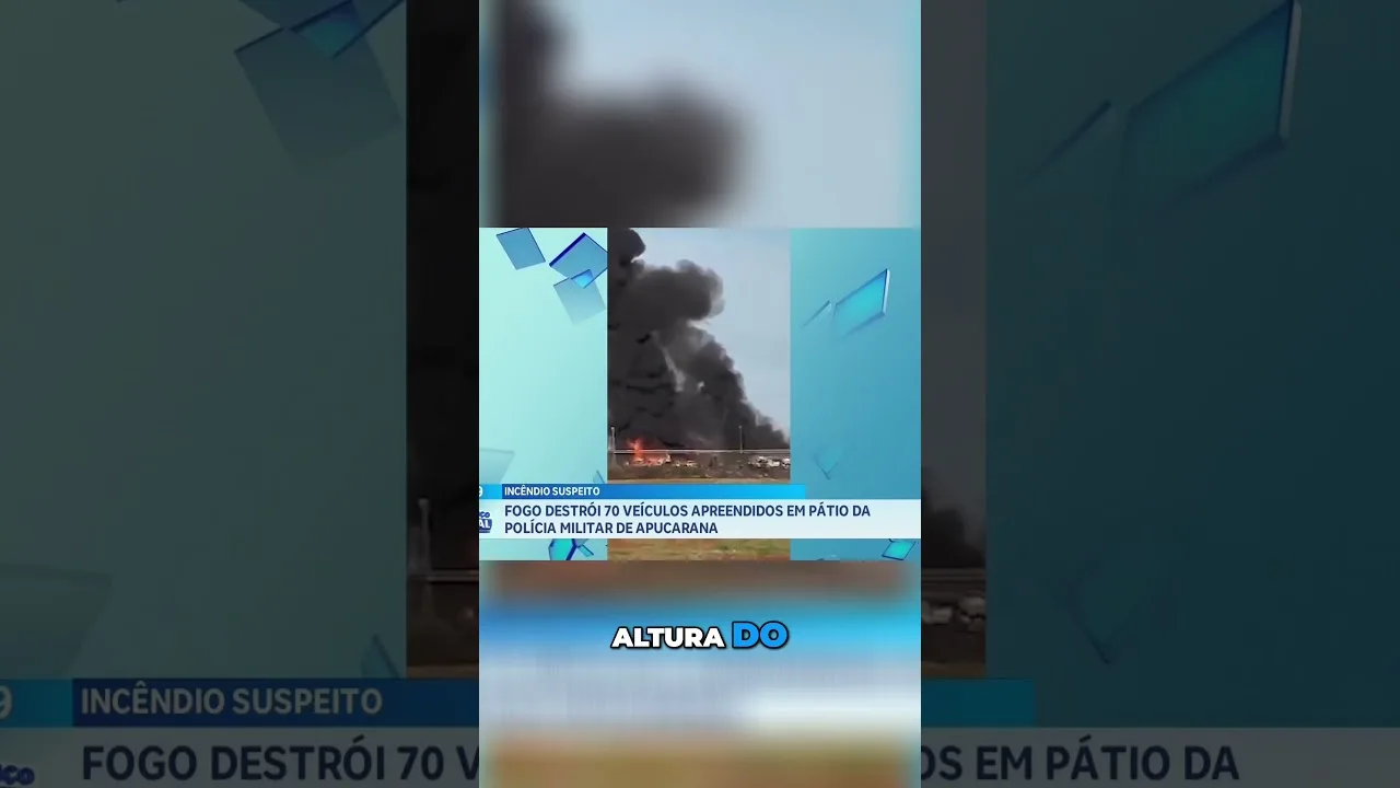 Incêndio destrói pátio da Polícia Militar em Apucarana; 70 veículos foram destruídos