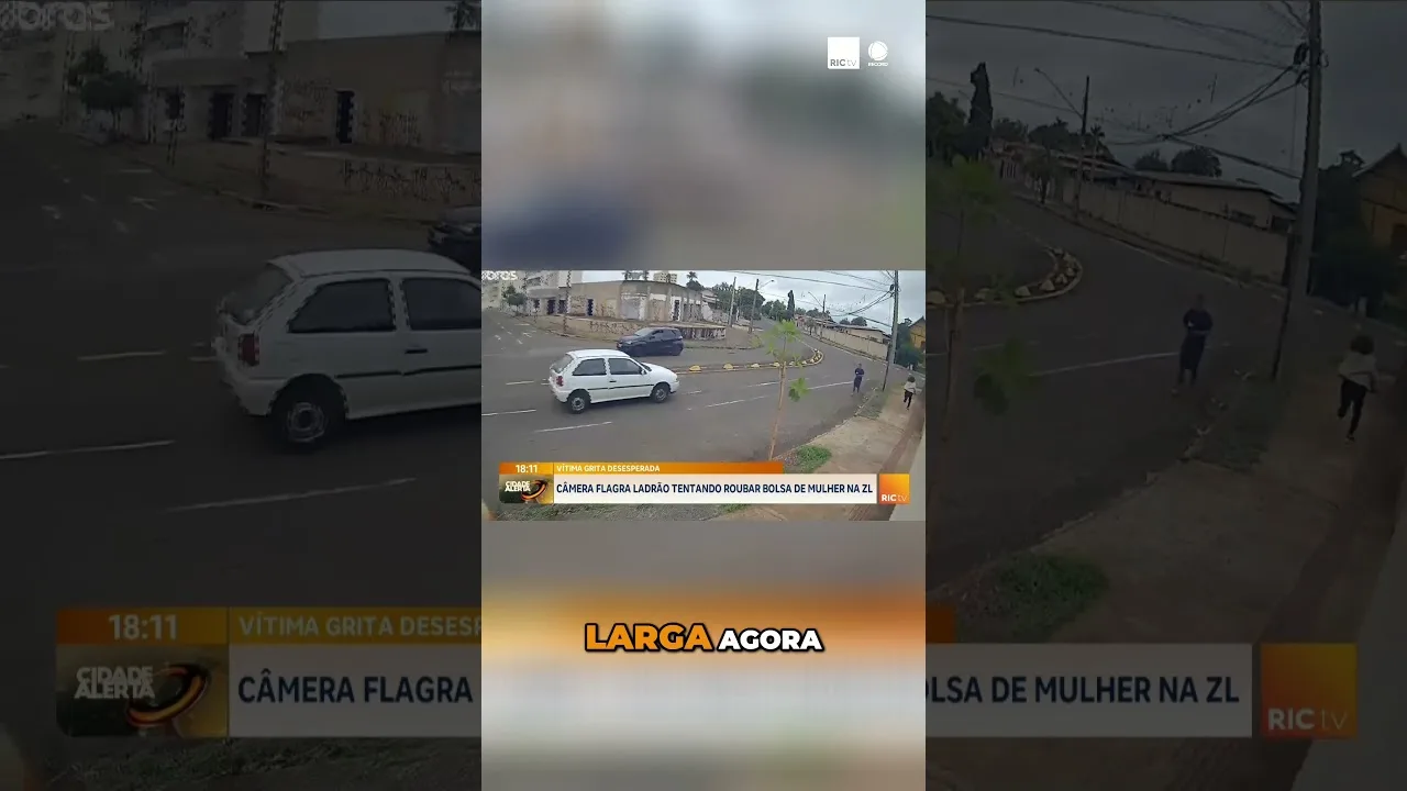 Câmera flagra ladrão tentando roubar bolsa de mulher na Zona Leste D