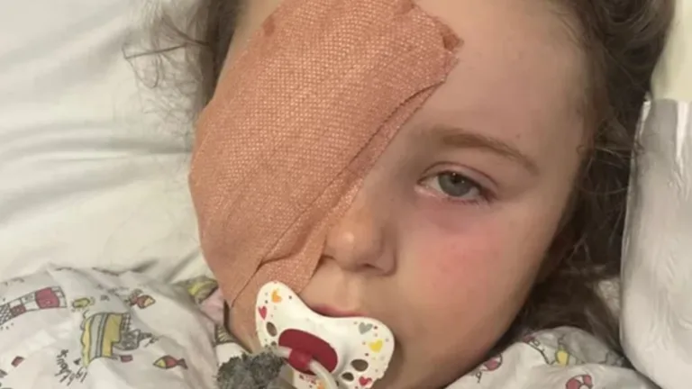 Criança com tampão no olho