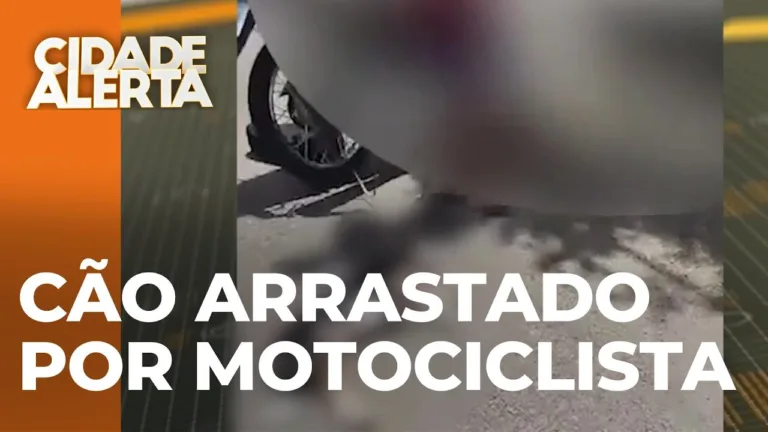 Motociclista é flagrado arrastando cachorro por corda em Umuarama; veja o vídeo