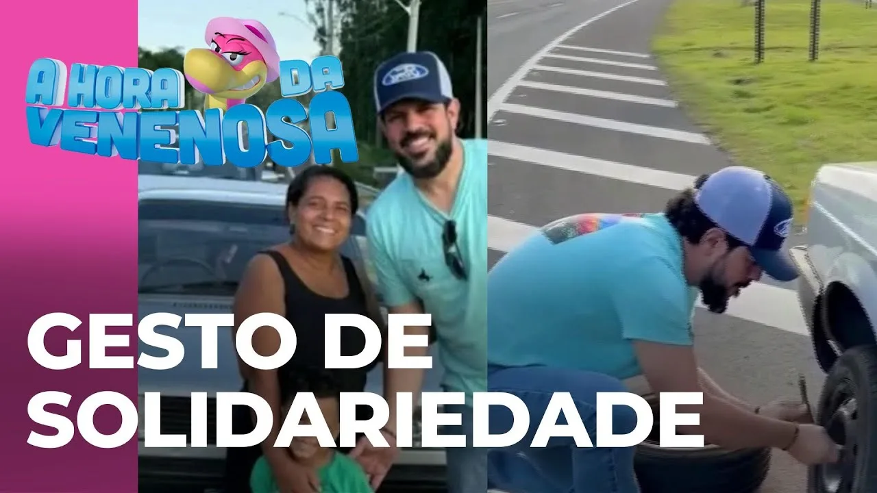 Sorocaba estaciona no meio da estrada para ajudar uma pessoa a trocar o pneu do carro