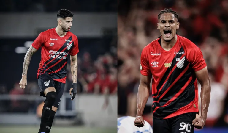 Kaique Rocha E Emersonn em campo com a camisa do Athletico