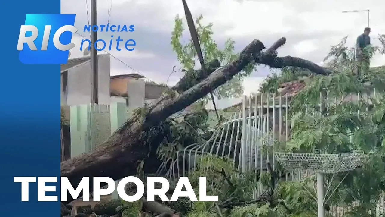 Temporal atinge cidades do Paraná; uma torre de alta tensão é derrubada pela chuva