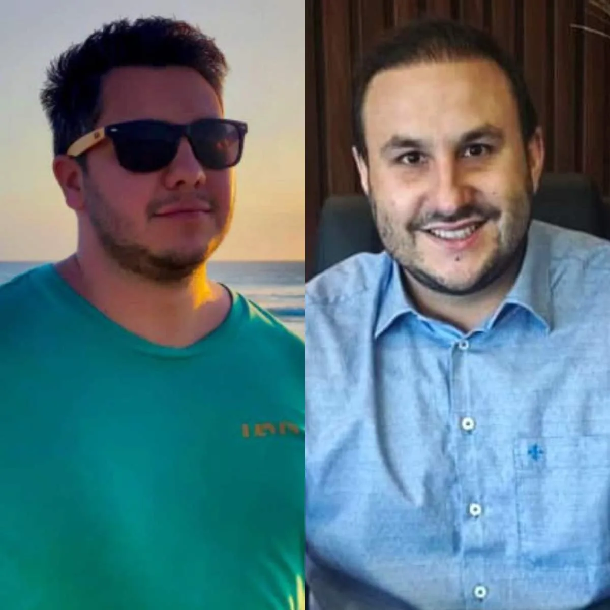 Empresário Guilherme Becher (à esquerda) morreu após ser baleado pelo vereador Neto Fadel (à direita)