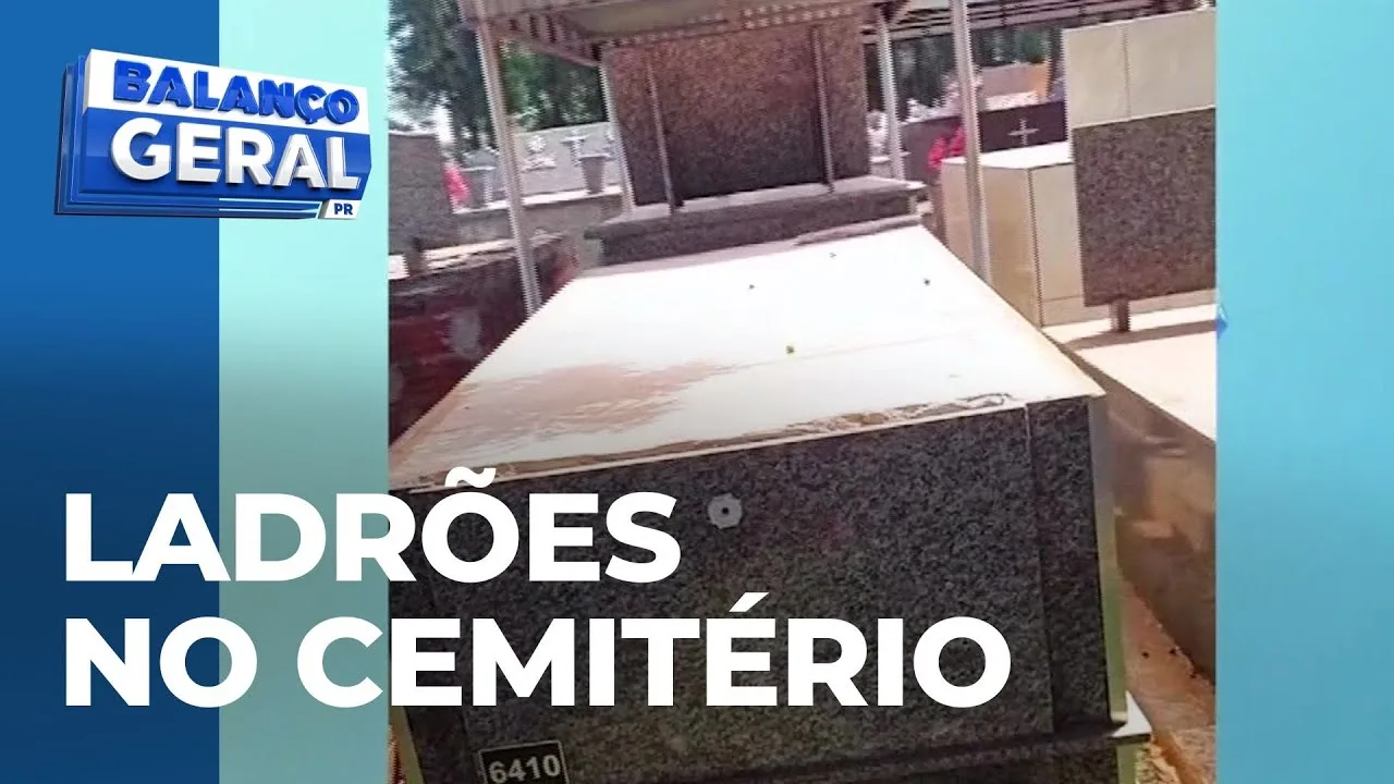 Ladrões no cemitério: suspeitos furtam pedra de mármore que revestia túmulo