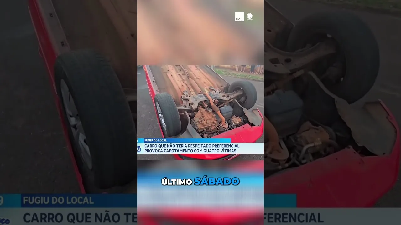 Motorista, que não teria respeitado preferencial, provoca capotamento com quatro vítimas