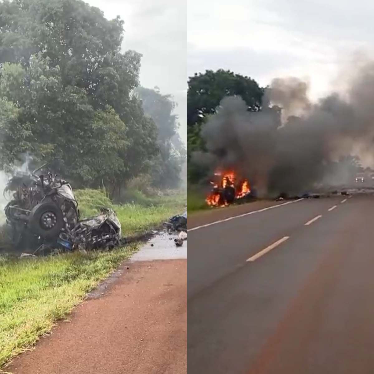 Caminhão pega fogo e motorista tem 60% do corpo queimado após grave acidente no PR