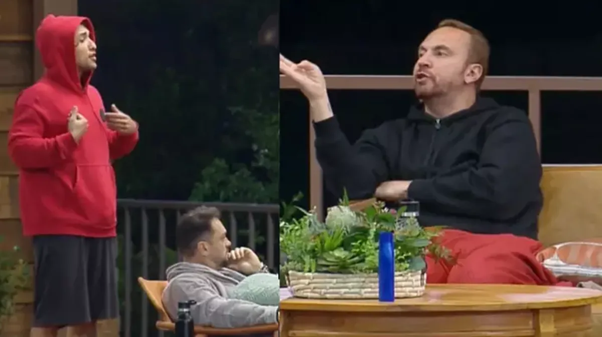 Cauê e Zé Love brigam em A Fazenda 16 (Imagem: Reprodução / PlayPlus)
