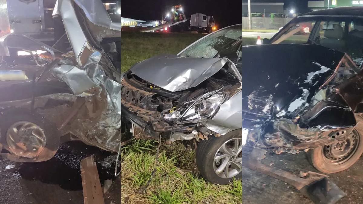 Acidente com três carros deixa mulher morta e quatro feridos na BR-277, no PR