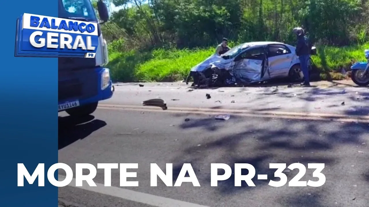 Acidente, entre carro e caminhonete, deixa uma mulher morta e cinco feridos na PR-323