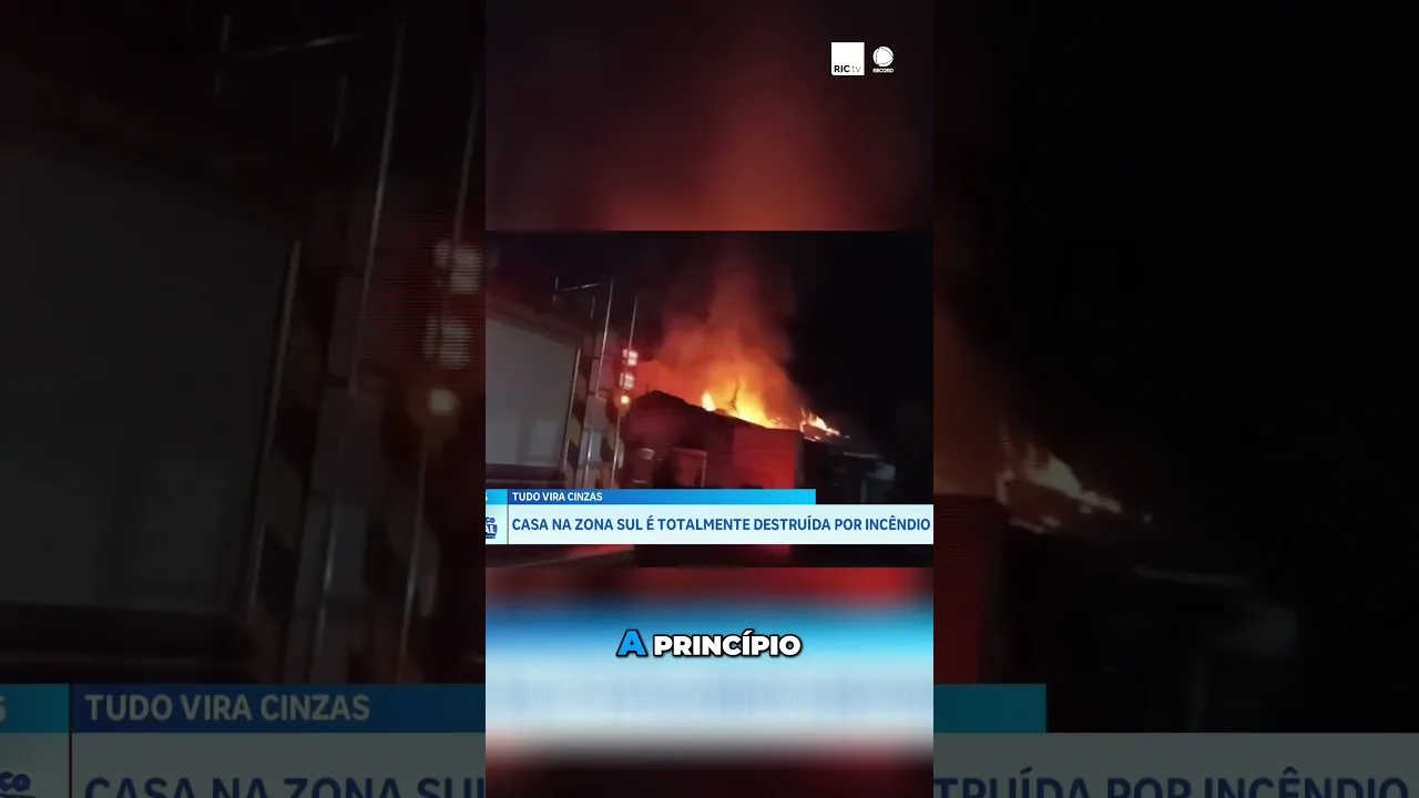 Casa na Zona Sul é totalmente destruída por incêndio