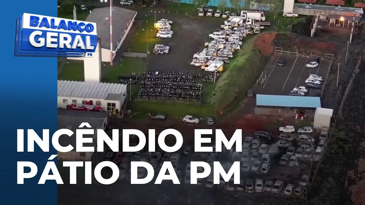 Fogo destrói 70 veículos apreendidos em pátio da Polícia Militar em Apucarana