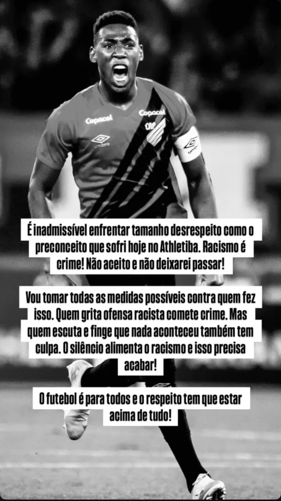 Postagem de Léo, do Athetico, nas redes sociais