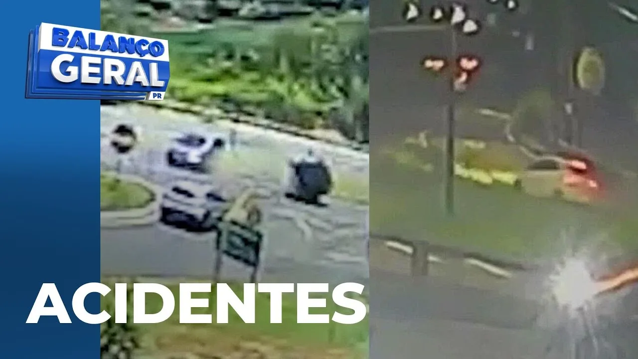 Acidentes flagrados: câmeras registraram colisão na BR-376 e capotamento em Apucarana