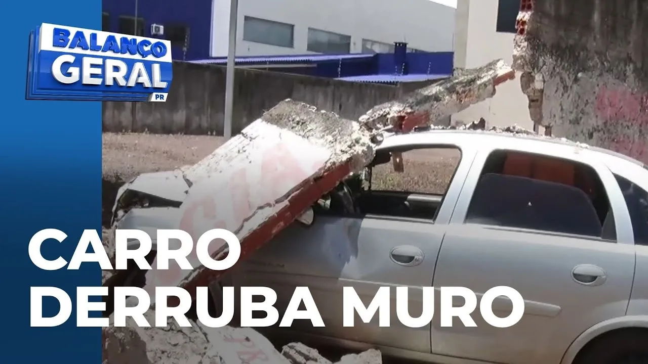 Acidente em Cascavel: Motorista perde controle e derruba muro no centro