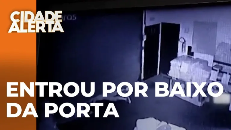 Câmeras de segurança flagram homem entrando por baixo da porta