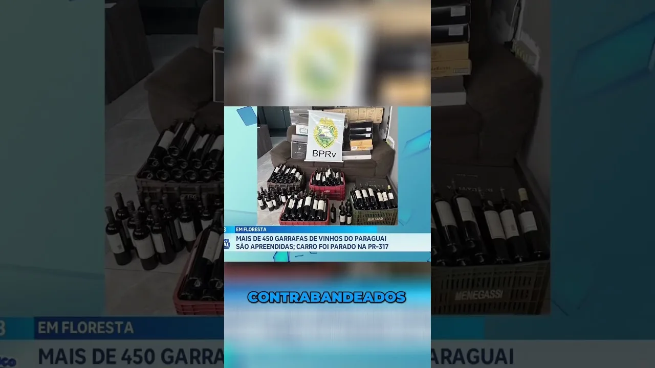 Mais de 450 garrafas de vinhos, do Paraguai, são apreendidas; carro foi parado na PR-317