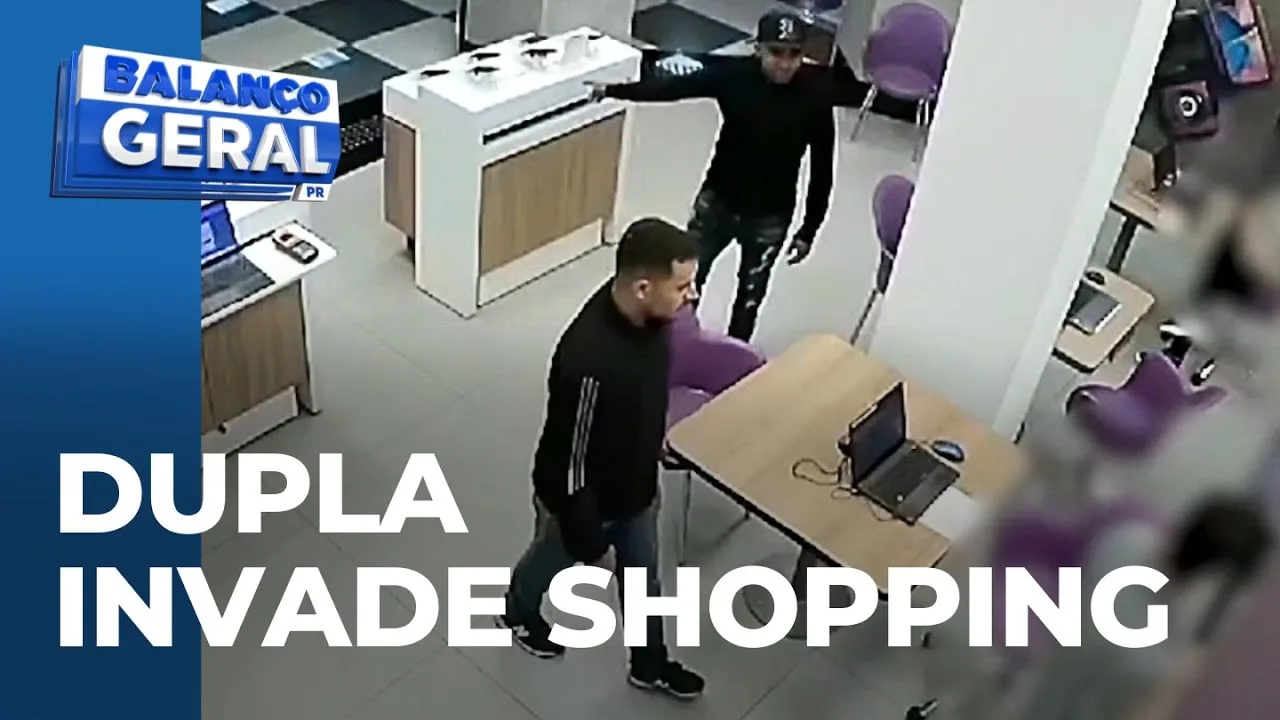 Dupla invade shopping em Colombo pra roubar loja de celulares; é o 2° assalto em um mês