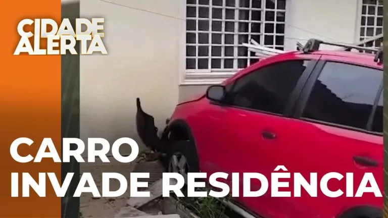 Cenas do trânsito: Motorista embriagado derruba portão e invade quintal de residência