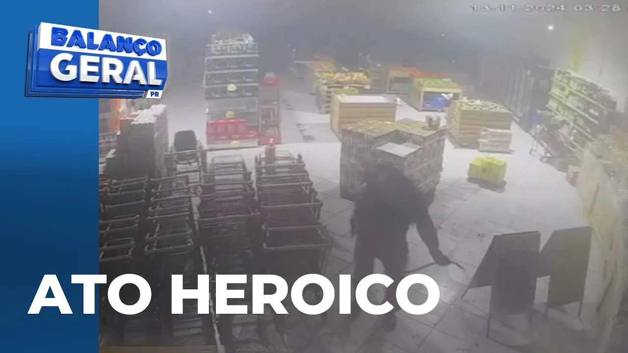 Policial tem ação heroica e combate incêndio em supermercado